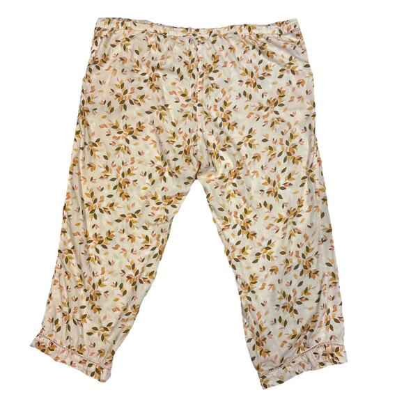 Pact 100% Organic Cotton White Floral Pants XL Pockets Comfy Lounge Resort - Picture 2 of 4